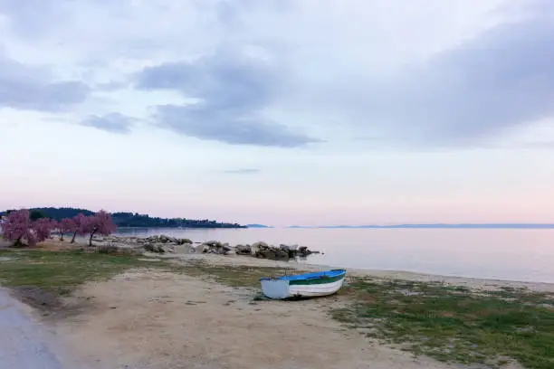 Photo of The waterfront of Nikiti in Chalkidiki, Greece, at dusk