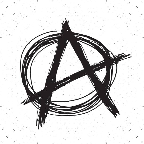 ilustrações, clipart, desenhos animados e ícones de sinal de anarquia mão esboço desenhado. símbolo de punk grunge textured. ilustração em vetor. - símbolo da anarquia