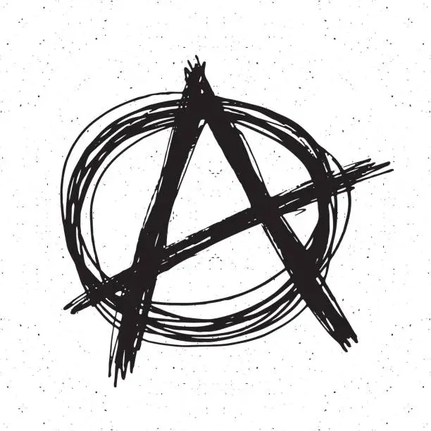 Vector illustration of Anarchy sign hand drawn sketch. Textured grunge punk symbol. vector illustration.