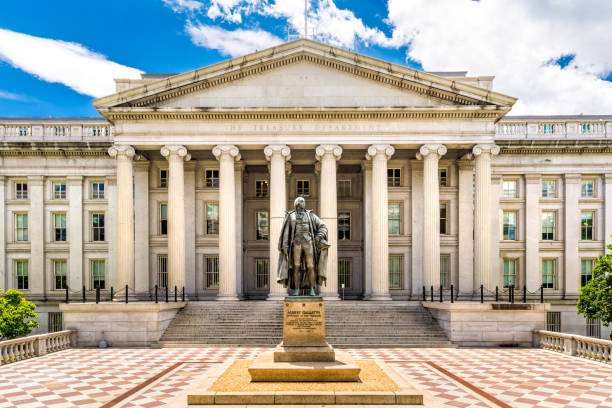 ワシントンの財務省のビル d.c - 米国財務省 ストックフォトと画像