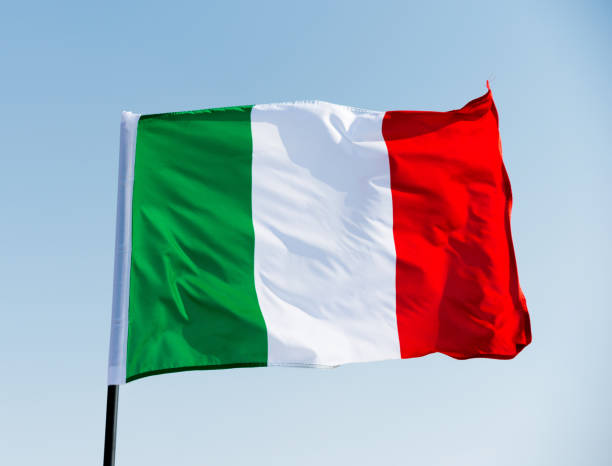 Italian flag waving in the sky