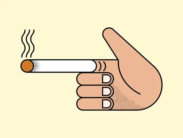 Vector illustration of Hand gun cigarette
