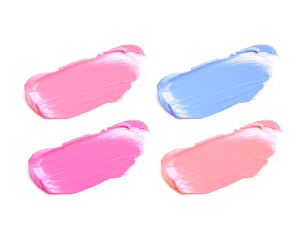 istock Collection of smudged lipsticks isolated on white 811765266