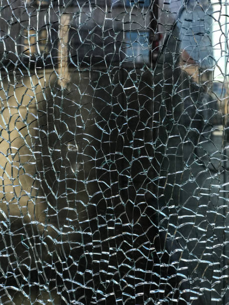 istock Broken outdoor glass of showcase 811770076