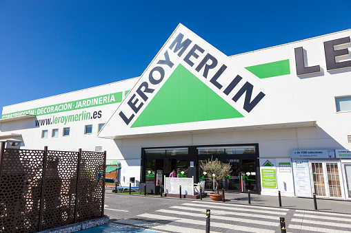 Huelva, Spain - June 3, 2017: French building supplies store chain Leroy Merlin in the city of Huelva. Andalusia, Spain