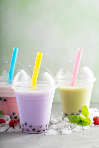 istock Variety of bubble tea in plastic cups 811785160