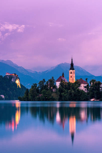 istock Colorful sunset over Bled lake in Slovenia 811792572