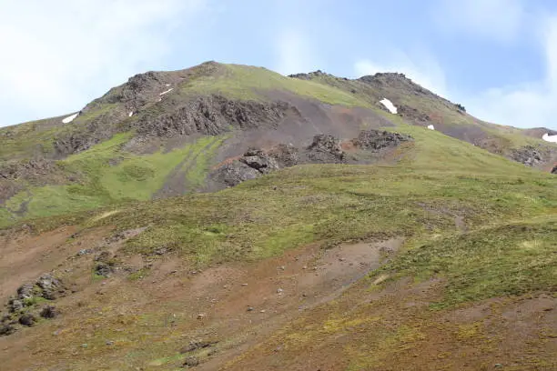 Mountain in the Alaska Range off the Valdez Creek Trail in the sun