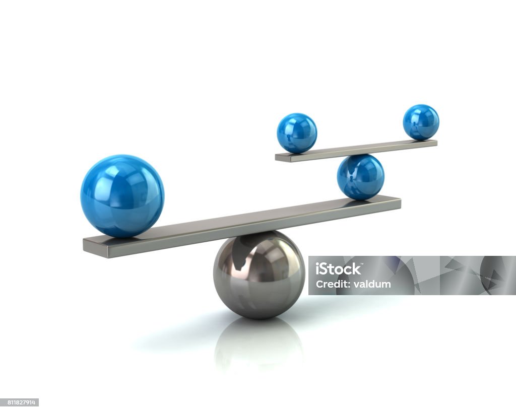 Blue and silver balance concept Blue and silver balance concept 3d illustration Balance Stock Photo