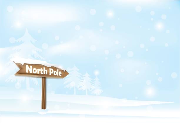 雪に覆われた冬の休日および北極の背景に署名します。クリスマス シーズンのイラスト。 - pole sign north north pole点のイラスト素材／クリップアート素材／マンガ素材／アイコン素材