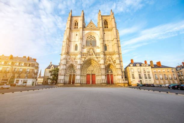 Nantes city in France Sunset view on the saint Pierre cathedral in Nantes city in France nantes stock pictures, royalty-free photos & images