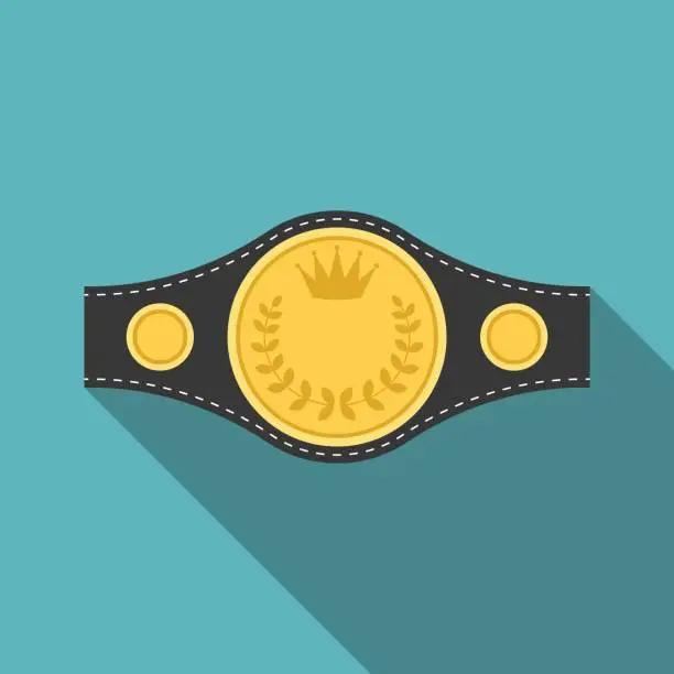 Vector illustration of Vector boxing championship belt icon with long shadow