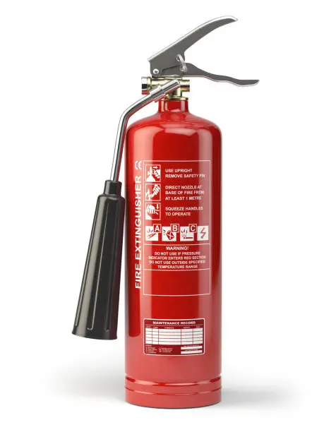 Photo of Fire extinguisher isolated on white background.