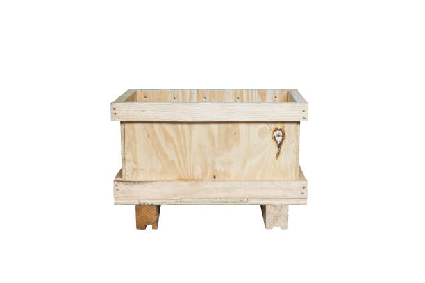 istock Old wooden box isolated on white background. 811841442