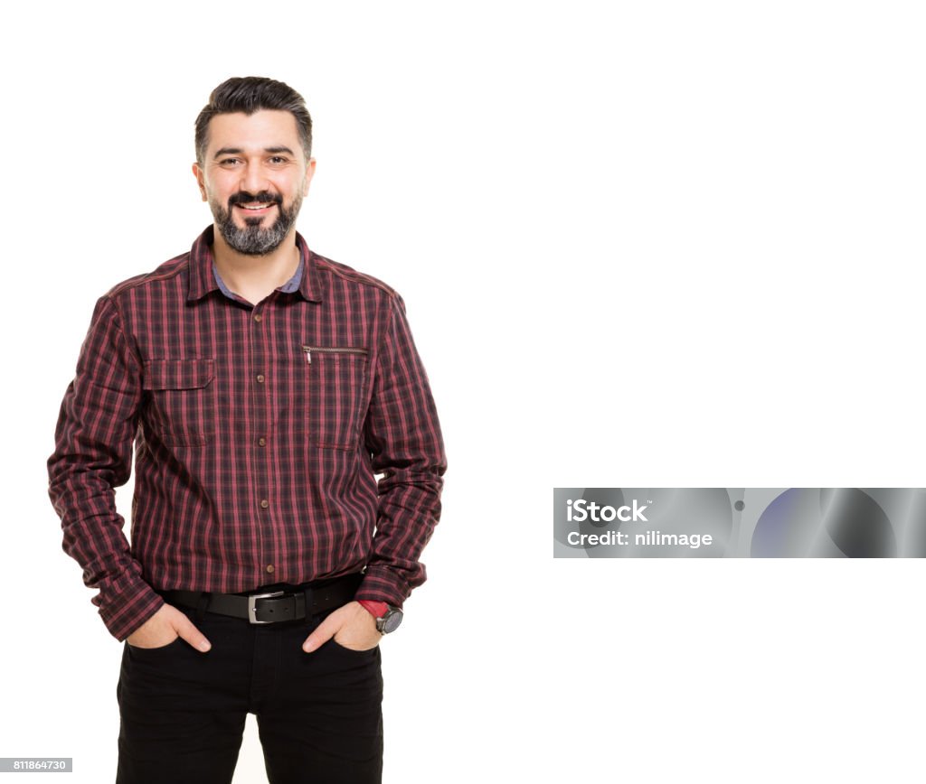 Young Man Young man portrait on white background. Men Stock Photo