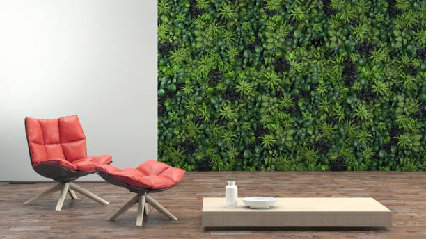 istock Modern interior with armchair and a green wall 811866880