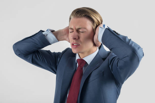 istock Frustrated businessman portrait against on gray background 811870004