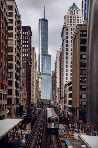 istock Elevated railroad of Chicago subway in downtown 811874558