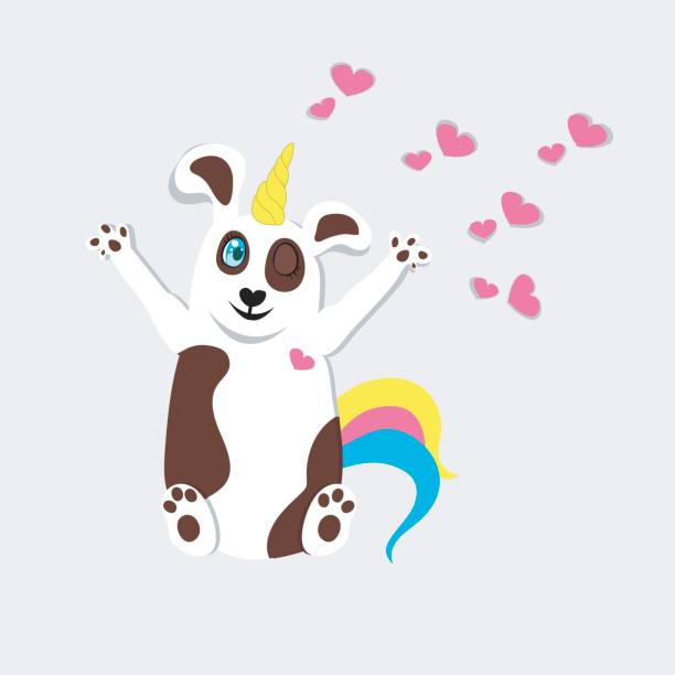 Funny dog unicorn. T-shirt graphics. cartoon characters. Book illustrations. textile,graphic designs for kindergarten. fashion graphic. cute wallpaper disney character free background stock illustrations