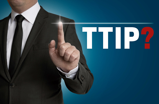 ttip touchscreen is operated by businessman concept