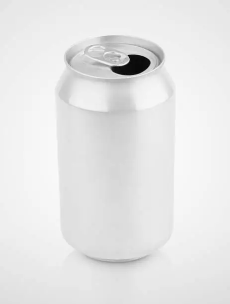 Photo of 330 ml aluminum soda can on gray