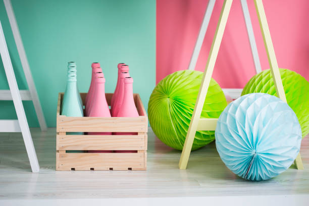 istock Party pom poms on the floor 811888376