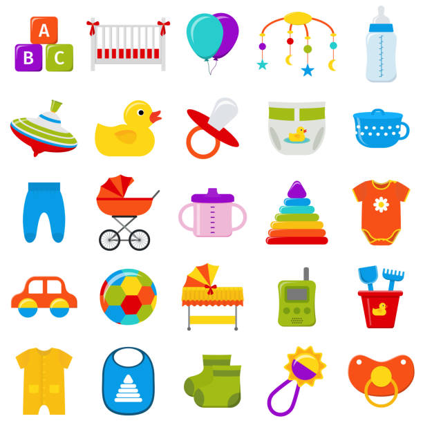 ilustrações de stock, clip art, desenhos animados e ícones de baby icons set. vector illustration. - auto mobile