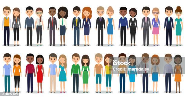 Flat Silhouettes Business People Vector Illustration Stock Illustration - Download Image Now