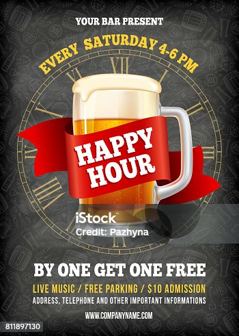 istock Happy Hour Poster Template 811897130
