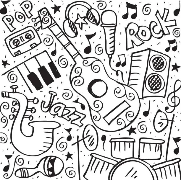 Vector illustration of Music Doodle background