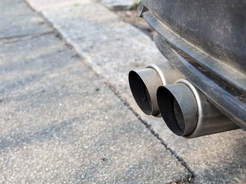 Car Exhaust With Two Tailpipes, Selected Focus