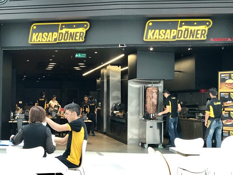 İstanbul,Turkey-July 08,2017:Turkish famous  fast food restaurant,name is Kasap Doner.