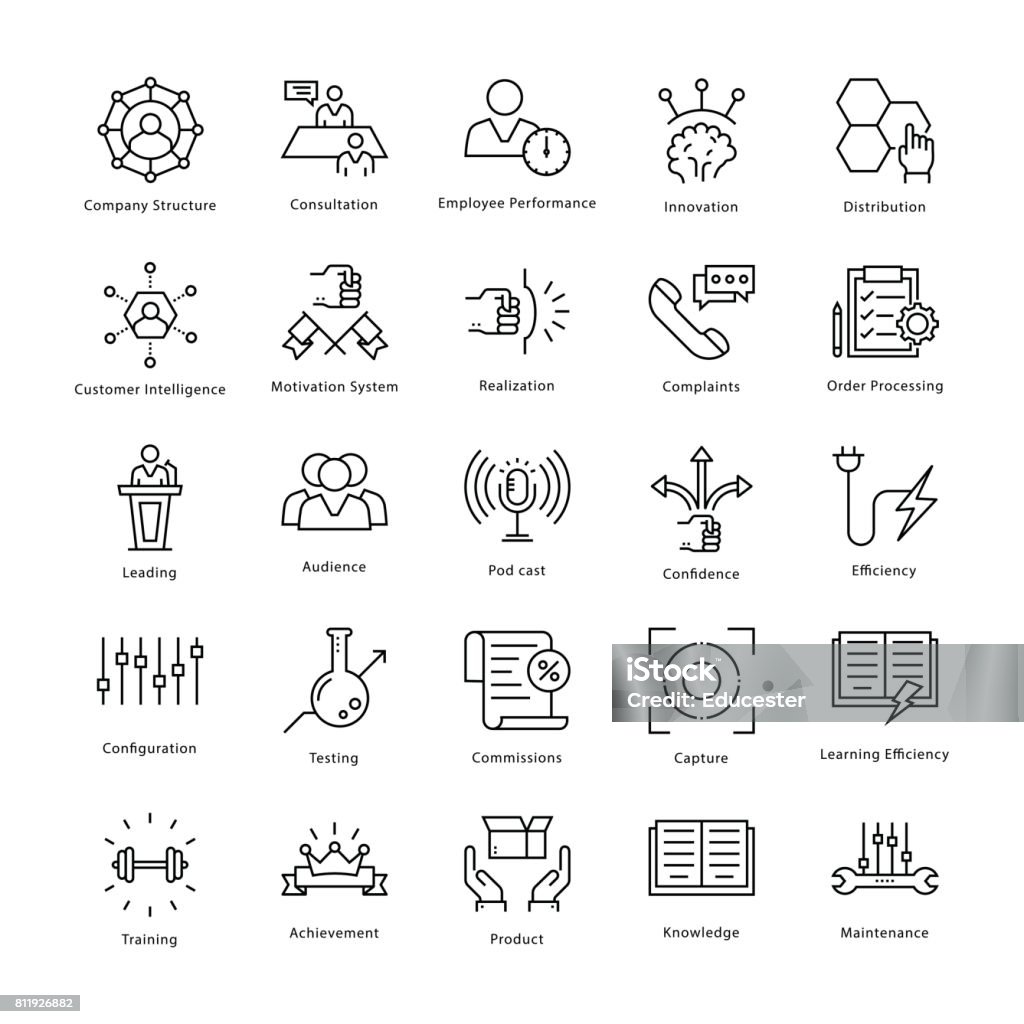 Business Management and Growth Vector Line Icons 41 This collection of business management and growth line vector Icons is just what you need for your next business related work. Extremely useful and very fun to use. Domination stock vector