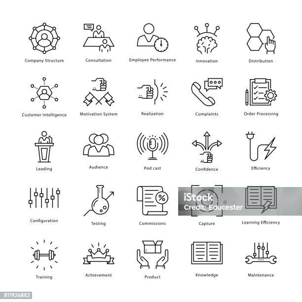 Business Management And Growth Vector Line Icons 41 Stock Illustration - Download Image Now