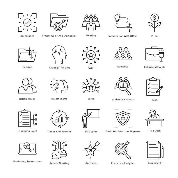 Vector illustration of Business Management and Growth Vector Line Icons 40