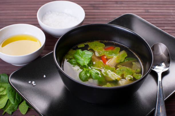 istock Tuscan vegetable soup with basil pesto 811927292