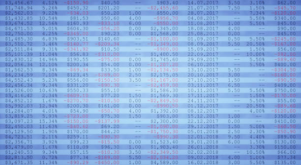 財務数値のデータシート - spreadsheet table banking wealth ストックフォトと画像