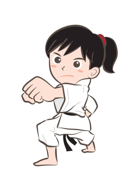 Karate image・Girl 6 Vector material by using the Width tool. blackbelt stock illustrations