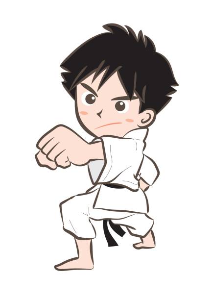 Karate image・Boy 6 Vector material by using the Width tool. karate illustrations stock illustrations