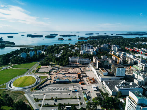 aerial view to Espoo city, Finland