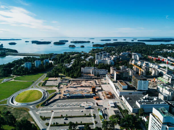 aerial view to Espoo city, Finland stock photo