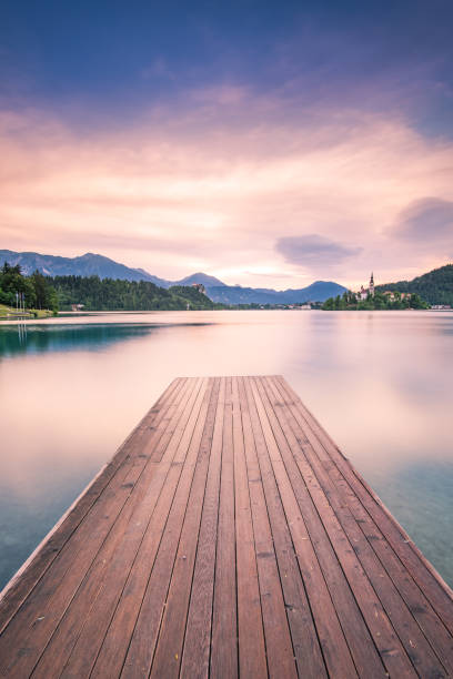 istock Wooden deck leading into Bled lake,Slovenia 811942042