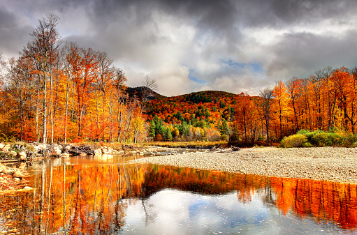 Peak autumn foliage in the Adirondacks region of New York.