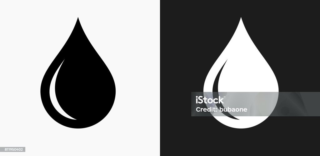 Water drop Icon on Black and White Vector Backgrounds Water drop Icon on Black and White Vector Backgrounds. This vector illustration includes two variations of the icon one in black on a light background on the left and another version in white on a dark background positioned on the right. The vector icon is simple yet elegant and can be used in a variety of ways including website or mobile application icon. This royalty free image is 100% vector based and all design elements can be scaled to any size. Drop stock vector