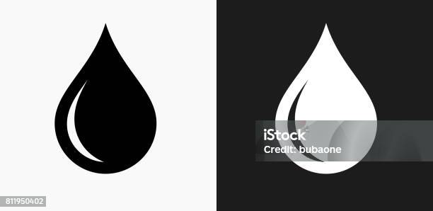 Water Drop Icon On Black And White Vector Backgrounds Stock Illustration - Download Image Now