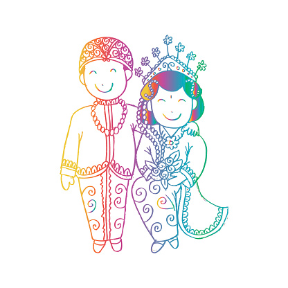 Bridal Couple Java Cartoon Style Stock Illustration - Download Image ...