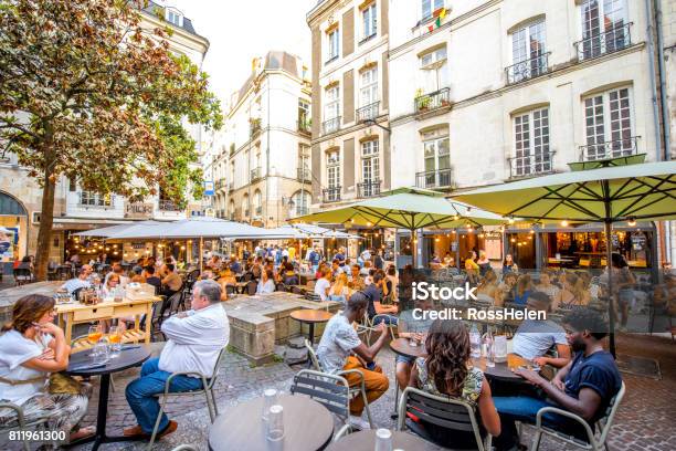 Nantes City In France Stock Photo - Download Image Now - Nantes, Restaurant, City Street