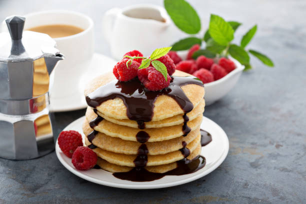 istock Stack of fluffy buttermilk pancakes with chocolate 811964050