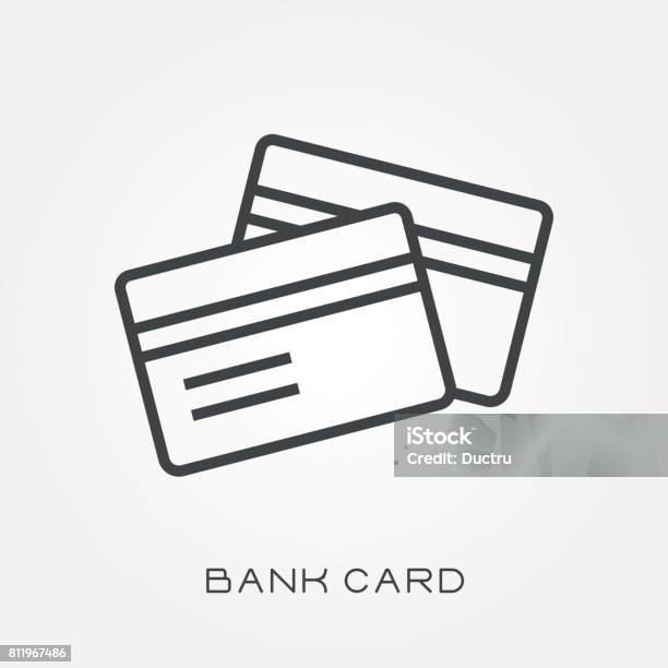 Line Icon Bank Card Stock Illustration - Download Image Now - ATM, Bank - Financial Building, Banking