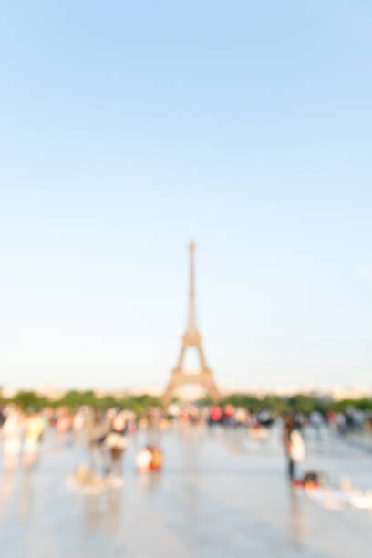 istock Blurred view of the Eiffel tower seen from the Trocadero esplanade 812009856
